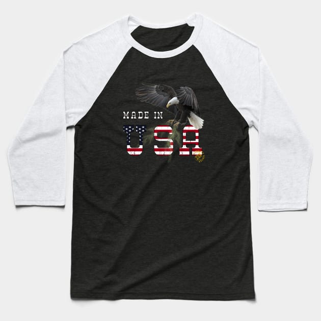 Made in USA Flag Eagle Baseball T-Shirt by BurunduXX-Factory